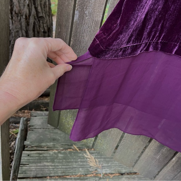 Eileen Fisher Bateau Neck Velvet Rayon Silk Hi-Lo Top In Mauve Sz Petite Large - Picture 6 of 14